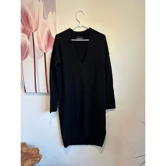 Zadig & Voltaire Deany We Merino Wool Dress Black  Small NWT - Picture 7 of 10